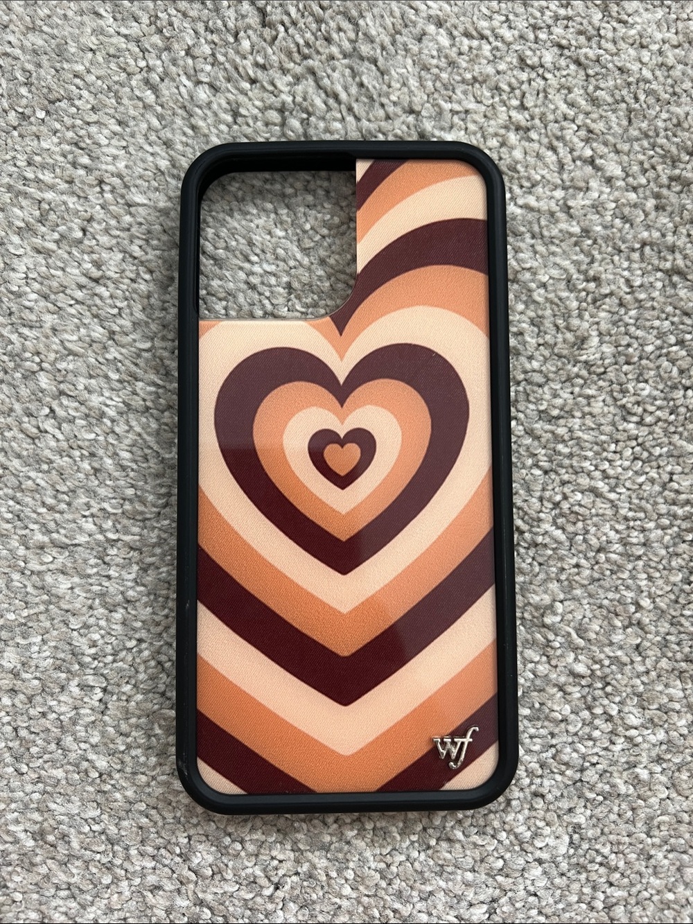 Wildflowers Peach & Brown Retro Heart Stripe Phone Case